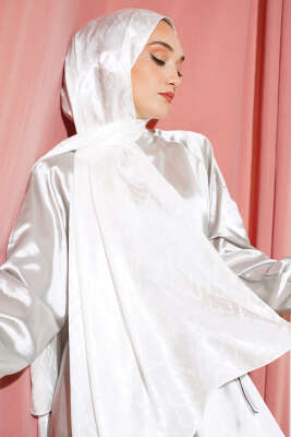 Geometri Desenli Jakar Şal Ekru- 09 - Thumbnail