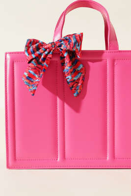 Fularlı Dikdörtgen Çanta Fuşya - Thumbnail