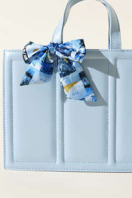 Fularlı Dikdörtgen Çanta Buz Mavisi - Thumbnail