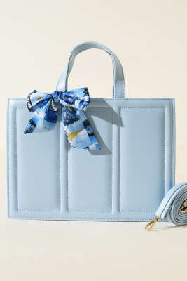 Fularlı Dikdörtgen Çanta Buz Mavisi - Thumbnail