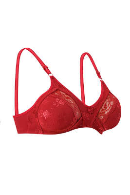 Pazarium - Toplayıcı Dantelli Sütyen Bordo