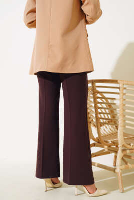 Bol Paça Kemerli Salaş Pantolon Kahve - Thumbnail