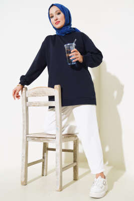Pazarium - İki İplik Düz Tunik Lacivert