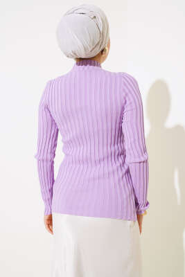 Fitilli Esnek Triko Kazak Lila - Thumbnail