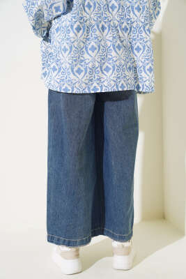 Lazer Geniş Paça Kot Pantolon Kahve Tint - Thumbnail