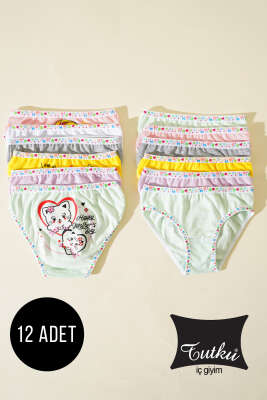Pazarium - Tutku 12'li Kız Çocuk Elastan Baskılı Bato Kombin