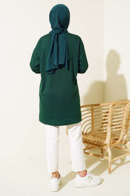 Garnili Cep Detaylı Tunik Zümrüt - Thumbnail
