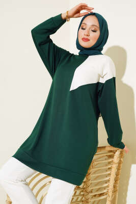 Garnili Cep Detaylı Tunik Zümrüt - Thumbnail