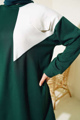 Garnili Cep Detaylı Tunik Zümrüt - Thumbnail