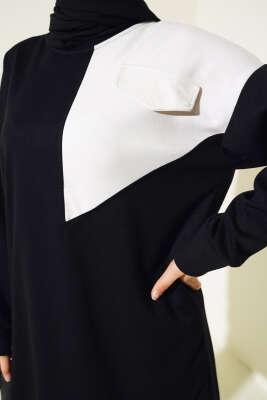 Garnili Cep Detaylı Tunik Siyah - Thumbnail