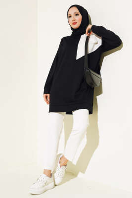 Garnili Cep Detaylı Tunik Siyah - Thumbnail