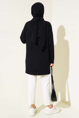 Garnili Cep Detaylı Tunik Siyah - Thumbnail