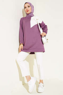 Garnili Cep Detaylı Tunik Magenta - Thumbnail