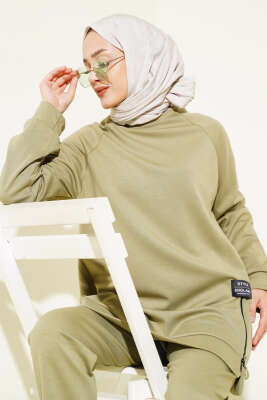 Loyşa Yan Fermuarlı İkili Takım Haki - Thumbnail