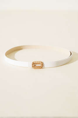 Pazarium - Zincir Tokalı İnce Kemer Beyaz