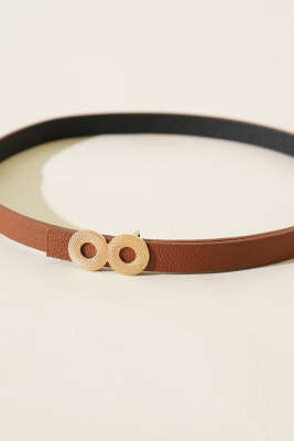 Yuvarlak Tokalı İnce Kemer Taba - Thumbnail