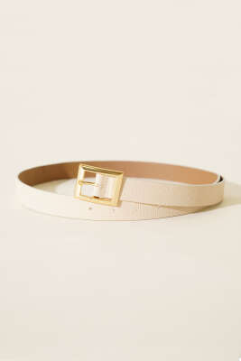 Metal Kare Tokalı Kemer Bej - Thumbnail