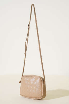 Örgü Desen Kol Çantası Vizon - Thumbnail