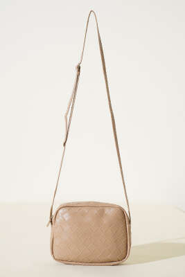 Örgü Desen Kol Çantası Vizon - Thumbnail