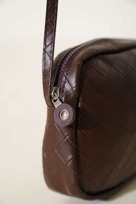 Örgü Desen Kol Çantası Kahve - Thumbnail