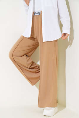 Balance Armalı Bol Paça Pantolon Bisküvi - Thumbnail