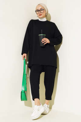 Pantolonu Çımalı Salaş İkili Takım Siyah - Thumbnail