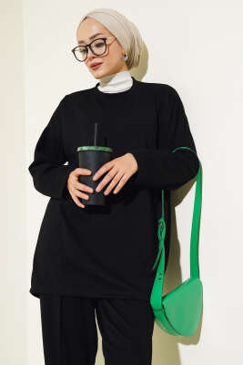 Pantolonu Çımalı Salaş İkili Takım Siyah - Thumbnail