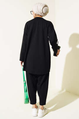 Pantolonu Çımalı Salaş İkili Takım Siyah - Thumbnail