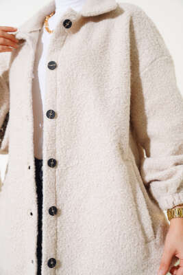 Gömlek Yaka Salaş Buklet Ceket Taş - Thumbnail