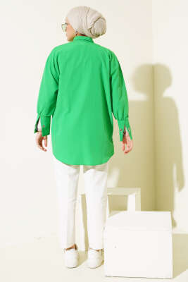 Cep ve Manşet Zincirli Gömlek Yeşil - Thumbnail