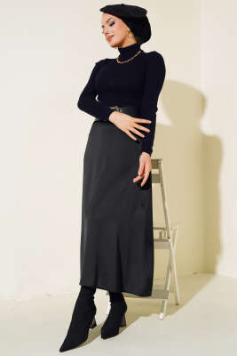 Fitilli Balıkçı Yaka Triko Kazak Lacivert - Thumbnail