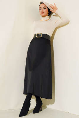 Fitilli Balıkçı Yaka Triko Kazak Taş - Thumbnail