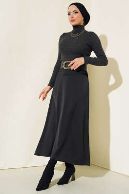 Fitilli Balıkçı Yaka Triko Kazak Antrasit - Thumbnail