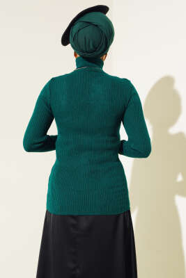 Fitilli Balıkçı Yaka Triko Kazak Nefti - Thumbnail