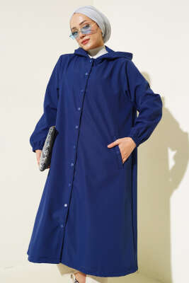 Çıtçıtlı Trençkot Lacivert - Thumbnail