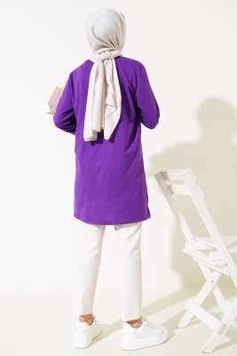 Uzun Kol Basic Tunik Menekşe - Thumbnail