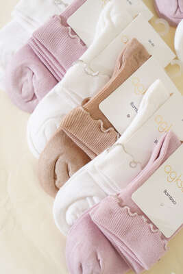 Bayan 12'li Kıvrık Taşlı Soket Çorap Asorti 3 - Thumbnail