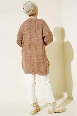 Önden Düğmeli Örgü Hırka Büsküvi - Thumbnail