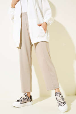 Loyşa Çımalı Pantolon Bej - Thumbnail