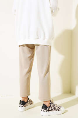 Loyşa Çımalı Pantolon Bej - Thumbnail