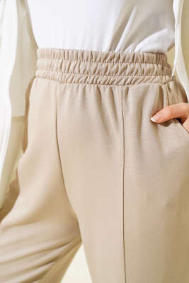 Loyşa Çımalı Pantolon Bej - Thumbnail