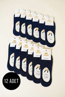 Pazarium - Bayan 12'li Silikon Topuk Babet Çorap Lacivert