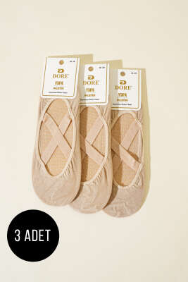 Pazarium - Bayan 3'lü Yoga Pilates Çorap Ten