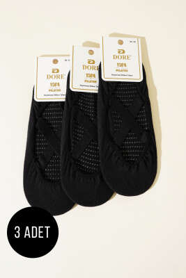 Pazarium - 	 Bayan 3'lü Yoga Pilates Çorap Siyah