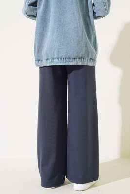 Bel İp Bağlamalı Bol Pantolon Füme - Thumbnail