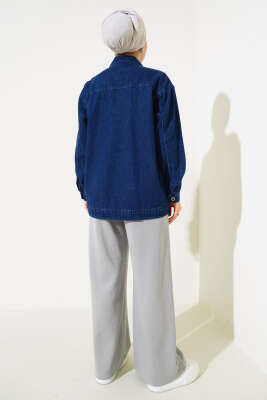 Göğüs Çift Cepli Kısa Kot Ceket Kot - Thumbnail