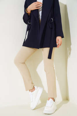 Kumaş Dar Paça Pantolon Camel - Thumbnail