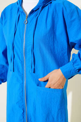 Tek Cepli Fermuarlı Uzun Kap Saks - Thumbnail