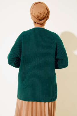 Papatya Nakışlı Örgü Triko Hırka Nefti - Thumbnail