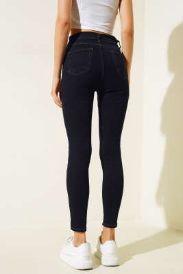 Likralı Skinny Jean Pantolon Koyu Lacivert - Thumbnail